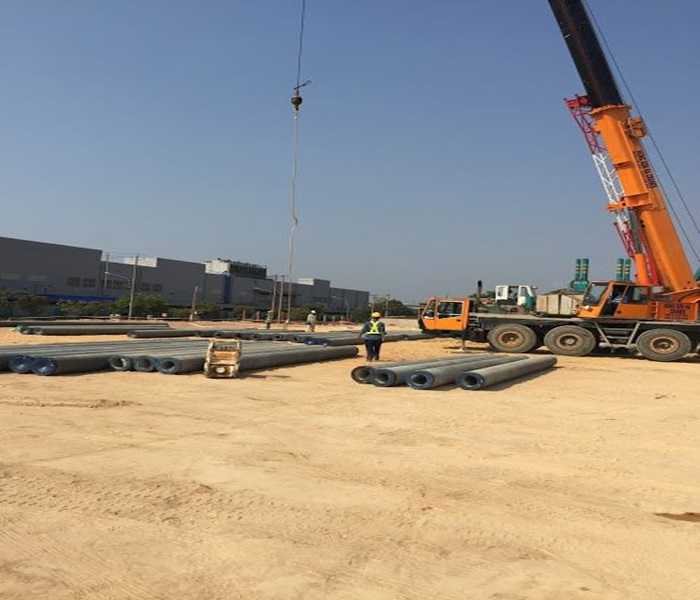 Ép cọc ly tâm D600,cho dự án công nghiệp